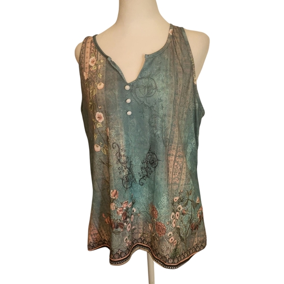 Boutique Plus Floral Sleeveless Top sz XXL - Picture 1 of 4